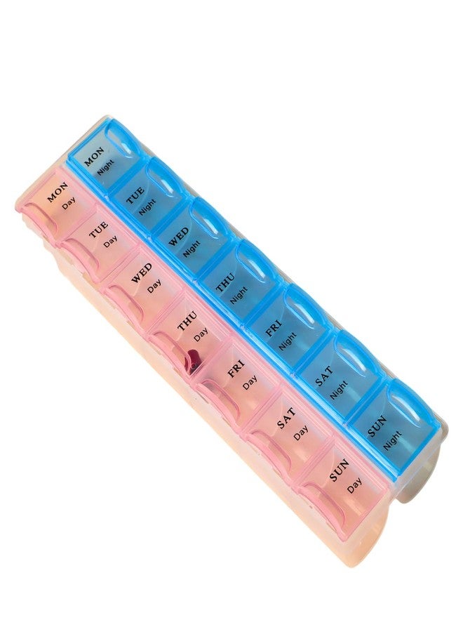 Extra Care Weekly Double Line,2 - Times a Day Pill Box travel box tablet holder medicine dispenser organizer storage BPA Free Travel 7 Day Pill Box Case Multicolor, Set Of 1 - Image 5